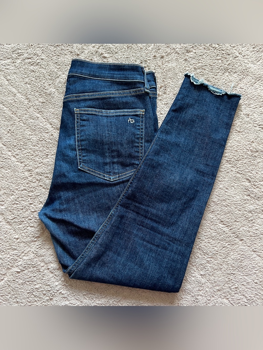 Rag & Bone 10 Inch Ankle Skinny Jeans Raw Hem Preppy Minimalist Biker Moto Sz 28